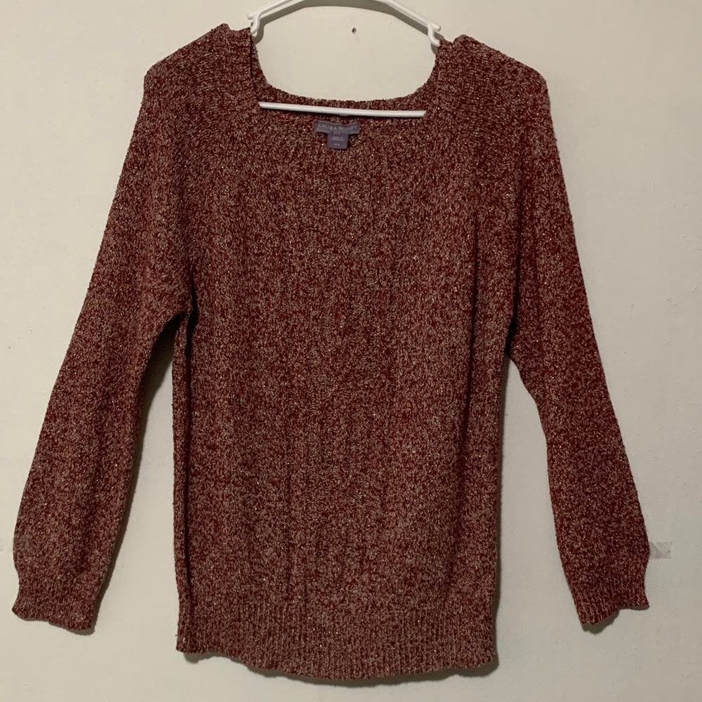 Laura Scott Shimmery Heather  Maroon Sweater